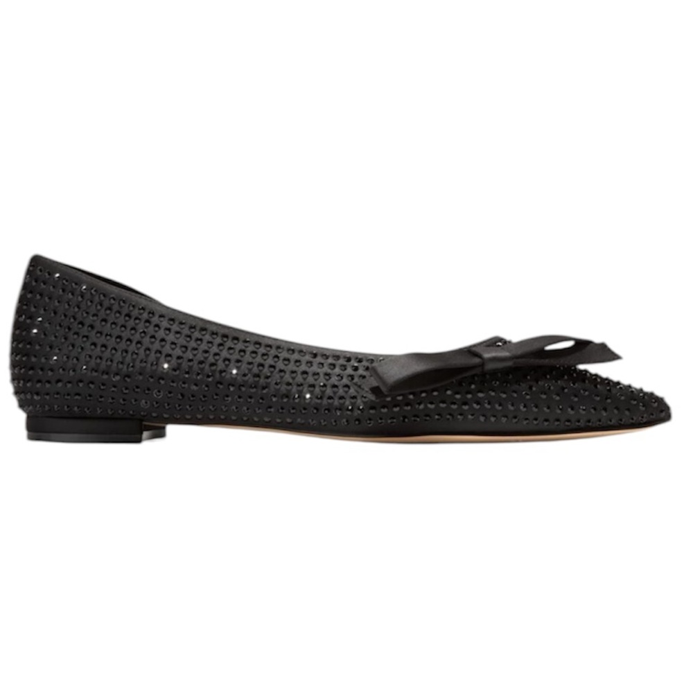 Cole Haan Flats Bow Skimmer Black Satin Noella New Women’s Size 7.5